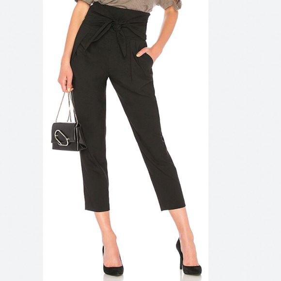 🟢 IRO CELEBRATE BLACK FRONT TIE CROPPED DRESS PANTS - XS - Picture 1 of 9